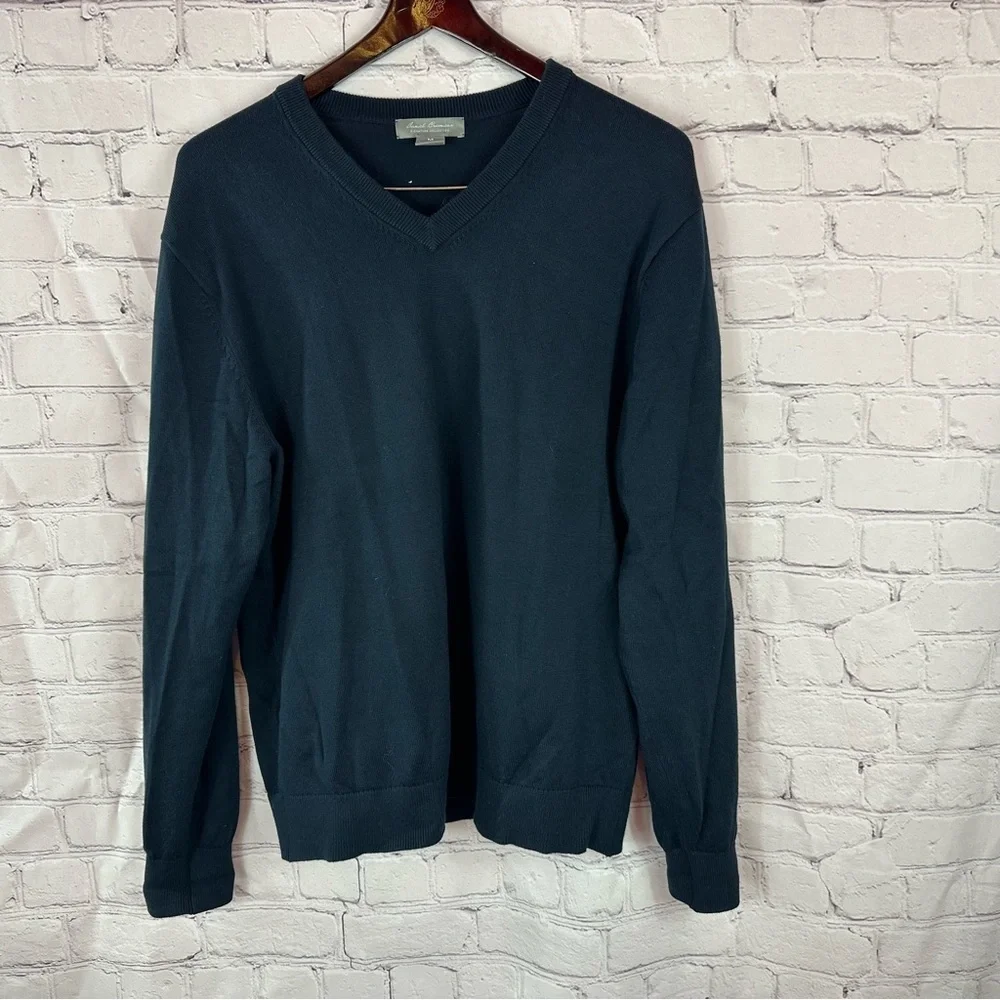 daniel cremieux signature collection Mens M Classic navy V-Neck cotton Sweater